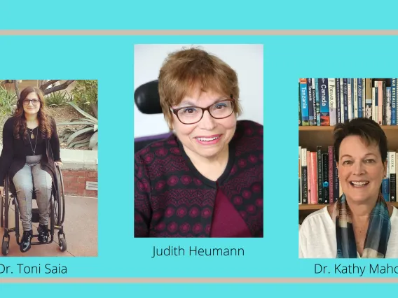 The three speakers for the 2021 GB Workshop are listed: Dr. Toni Saia, Judith Heumann, and Dr. Kathy Mahosky